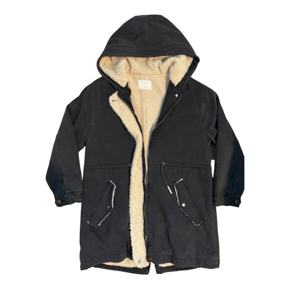 Zara Other - Zara Kids Faded Denim Parka With Faux Shearling – Black – Size 13/14 Unisex